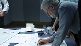 Don Norman, sketching.